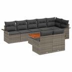 Gartensofa-set mit Speicher 9 pcs Grau Poly-Rattan