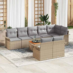 Gartensofa-set 9 pcs Beige und Hellgrau Poly-Rattan