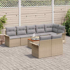 Gartensofa-set 9 pcs Beige und Hellgrau Poly-Rattan