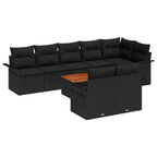 Gartensofa-set mit Speicher 9 pcs Schwarz Poly-Rattan