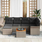 Gartensofa-set mit Speicher 7 pcs Grau Poly-Rattan