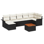 Gartensofa-set mit Speicher 8 pcs Schwarz und Creme Poly-Rattan