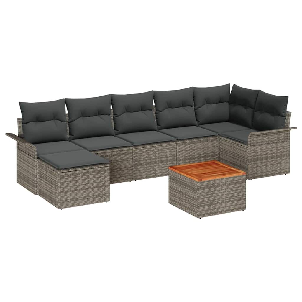 Gartensofa-set mit Speicher 8 pcs Grau Poly-Rattan