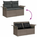 Gartensofa-set mit Speicher 8 pcs Grau Poly-Rattan
