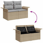 Gartensofa-set 8 pcs Beige und Hellgrau Poly-Rattan