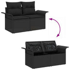 Gartensofa-set mit Speicher 8 pcs Schwarz Poly-Rattan