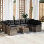 Gartensofa-set mit Speicher 10 pcs Grau Poly-Rattan