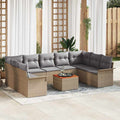 Gartensofa-set 10 pcs Beige und Hellgrau Poly-Rattan
