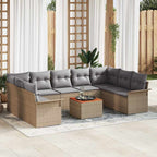 Gartensofa-set 10 pcs Beige und Hellgrau Poly-Rattan