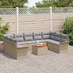 Gartensofa-set 10 pcs Beige und Hellgrau Poly-Rattan