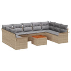 Gartensofa-set 10 pcs Beige und Hellgrau Poly-Rattan