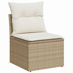 Gartensofa-set mit Speicher 10 pcs Beige und Creme Poly-Rattan