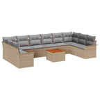 Gartensofa-set 11 pcs Beige und Hellgrau Poly-Rattan