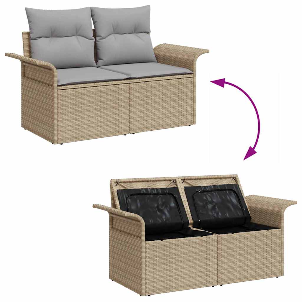 Gartensofa-set 11 pcs Beige und Hellgrau Poly-Rattan