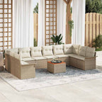 Gartensofa-set mit Speicher 11 pcs Beige und Creme Poly-Rattan