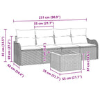 Gartensofa-set mit Speicher 5 pcs Schwarz und Creme Poly-Rattan