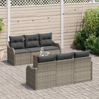 Gartensofa-set mit Speicher 7 pcs Grau Poly-Rattan