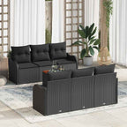 Gartensofa-set mit Speicher 7 pcs Schwarz Poly-Rattan