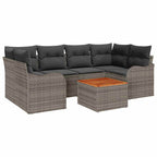 Gartensofa-set mit Speicher 7 pcs Grau Poly-Rattan