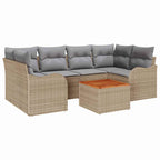 Gartensofa-set 7 pcs Beige und Hellgrau Poly-Rattan