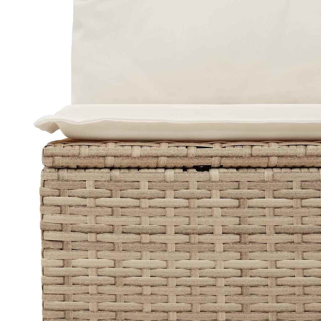 Gartensofa-set mit Speicher 7 pcs Beige und Creme Poly-Rattan