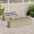 Gartensofa-set 8 pcs Beige und Hellgrau Poly-Rattan