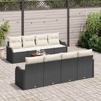Gartensofa-set mit Speicher 9 pcs Schwarz und Creme Poly-Rattan