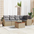 Gartensofa-set 6 pcs Beige und Hellgrau Poly-Rattan