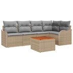 Gartensofa-set 6 pcs Beige und Hellgrau Poly-Rattan