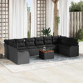 Gartensofa-set mit Speicher 11 pcs Schwarz Poly-Rattan