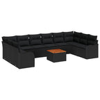 Gartensofa-set mit Speicher 11 pcs Schwarz Poly-Rattan