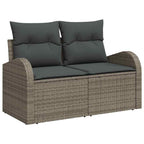 Gartensofa-set mit Speicher 6 pcs Grau Poly-Rattan