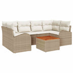 Gartensofa-set mit Speicher 7 pcs Beige und Creme Poly-Rattan