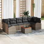 Gartensofa-set mit Speicher 8 pcs Grau Poly-Rattan