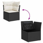 Gartensofa-set mit Speicher 9 pcs Schwarz und Creme Poly-Rattan