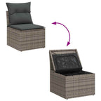 Gartensofa-set mit Speicher 9 pcs Grau Poly-Rattan