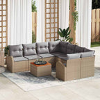 Gartensofa-set 9 pcs Beige und Hellgrau Poly-Rattan