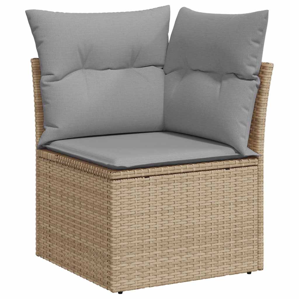 Gartensofa-set 9 pcs Beige und Hellgrau Poly-Rattan
