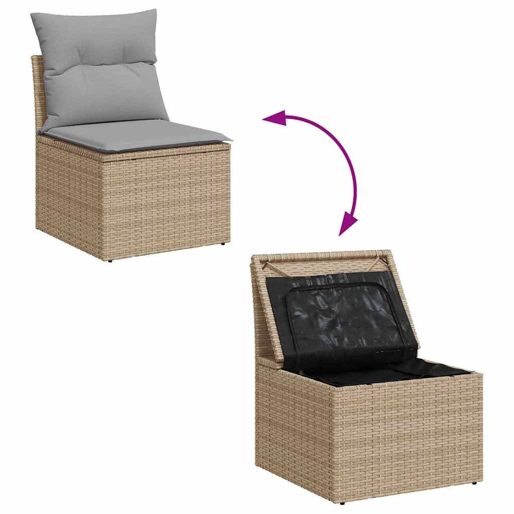 Gartensofa-set 9 pcs Beige und Hellgrau Poly-Rattan
