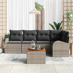 Gartensofa-set mit Speicher 6 pcs Grau Poly-Rattan