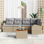 Gartensofa-set 6 pcs Beige und Hellgrau Poly-Rattan