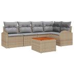 Gartensofa-set 6 pcs Beige und Hellgrau Poly-Rattan