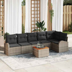 Gartensofa-set mit Speicher 7 pcs Grau Poly-Rattan
