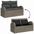 Gartensofa-set mit Speicher 7 pcs Grau Poly-Rattan