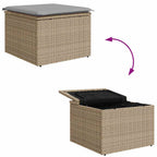 Gartensofa-set 7 pcs Beige und Hellgrau Poly-Rattan