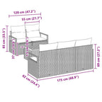 Gartensofa-set mit Speicher 6 pcs Beige und Creme Poly-Rattan