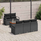 Gartensofa-set mit Speicher 6 pcs Schwarz Poly-Rattan