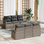 Gartensofa-set mit Speicher 7 pcs Grau Poly-Rattan