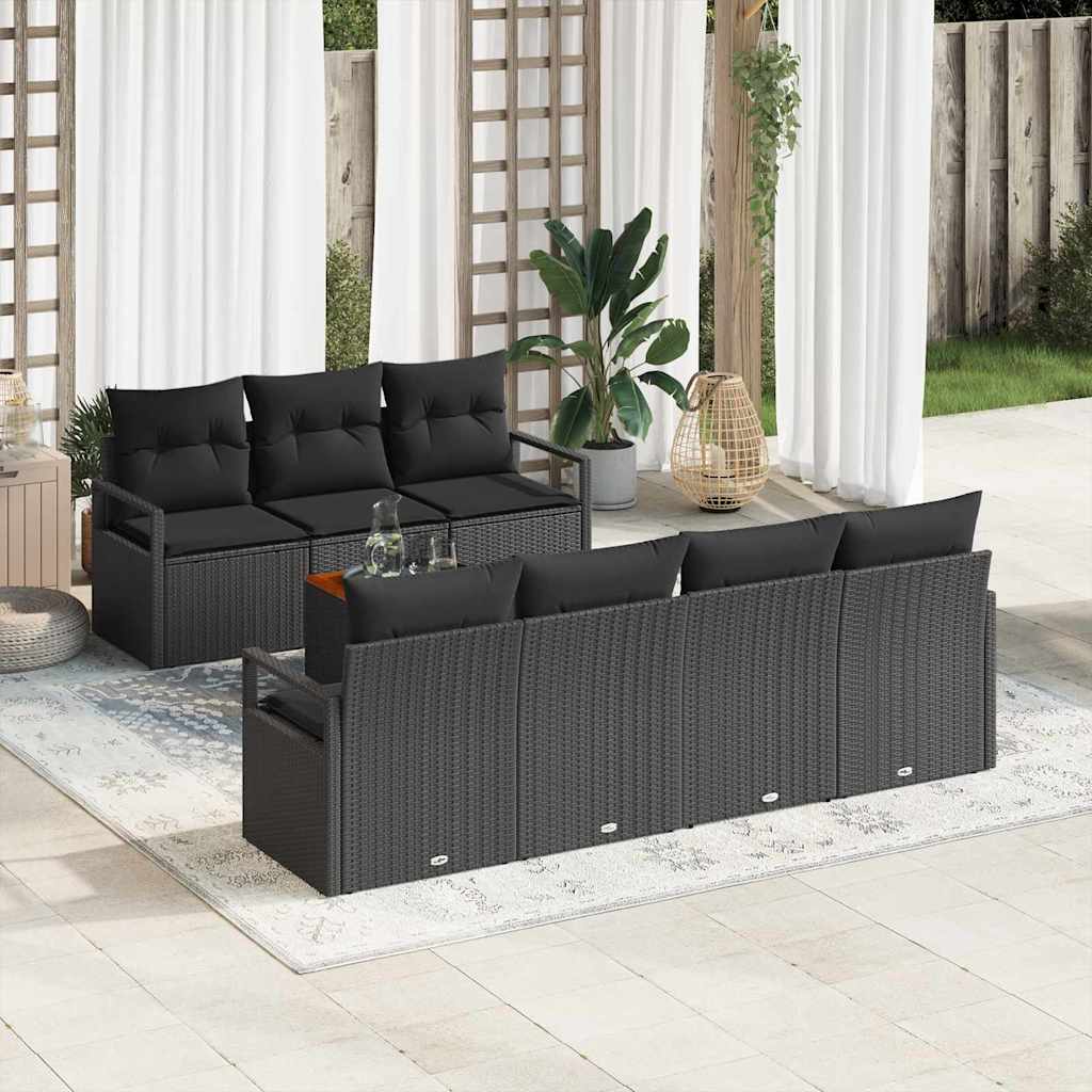 Gartensofa-set mit Speicher 8 pcs Schwarz Poly-Rattan
