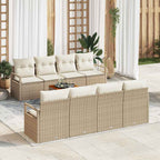 Gartensofa-set mit Speicher 9 pcs Beige und Creme Poly-Rattan